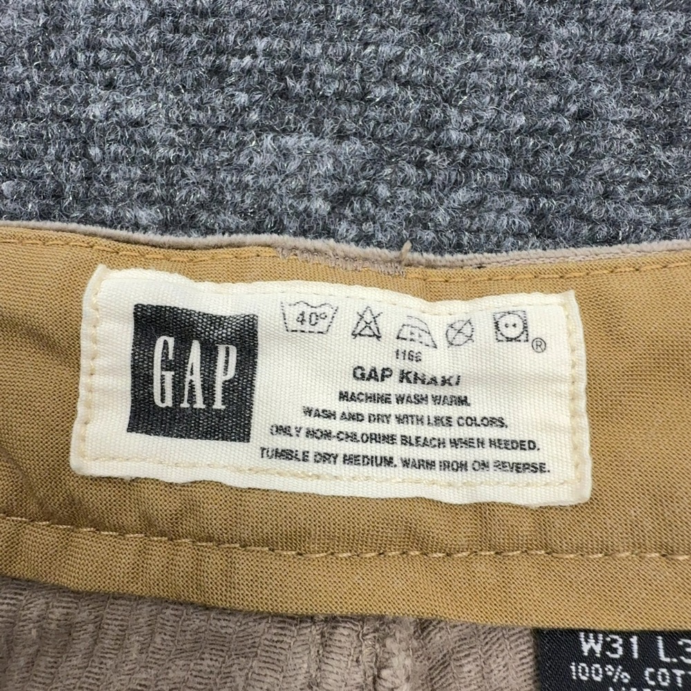 Gap Khaki Corduroy Pants Mens W31 Brown Cotton Wide Leg Workwear Vintage Style - Picture 3 of 8